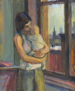 painting of woman holding baby