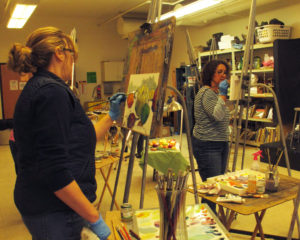 photo of painting students